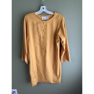 Oscar De La Renta Mod Dress Sz 12 Yellow Front Pockets 60s 70s Retro Lined Mini